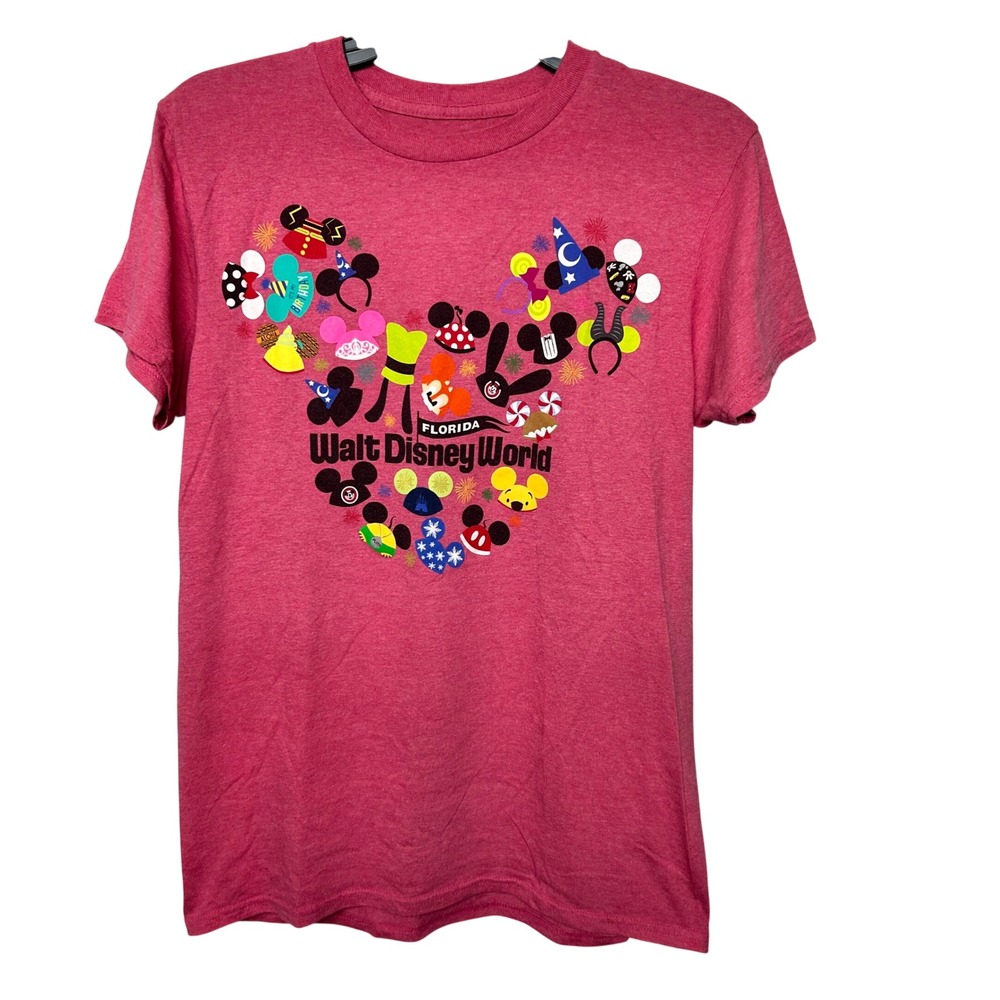 Walt Disney World Florida Mickey Ears Character Graphic T-Shirt Pink Womens S